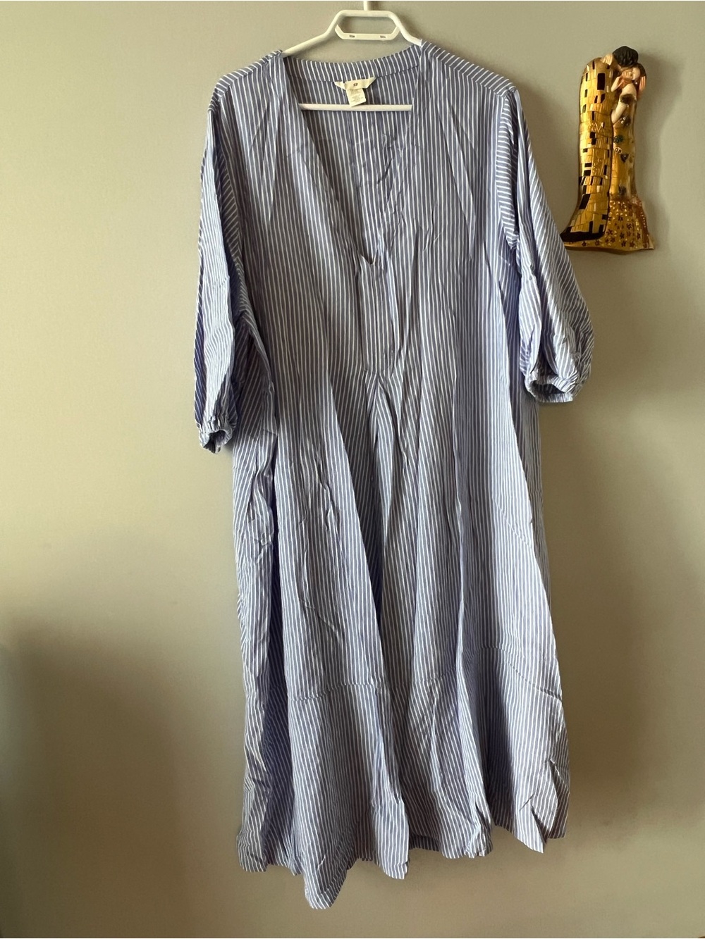 H&M Light Blue Stripe 100% cotton Women's Relaxed Fit Dress size XXL